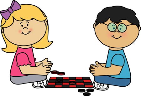 Kids Playing Checkers Clip Art - Kids Playing Checkers Image