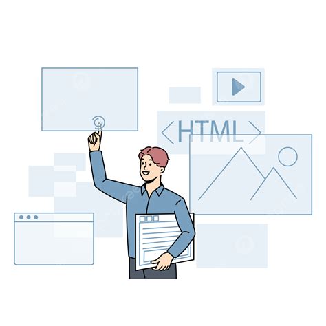 Computer Programming And Html Concept, Html, Web, Man PNG and Vector with Transparent Background ...