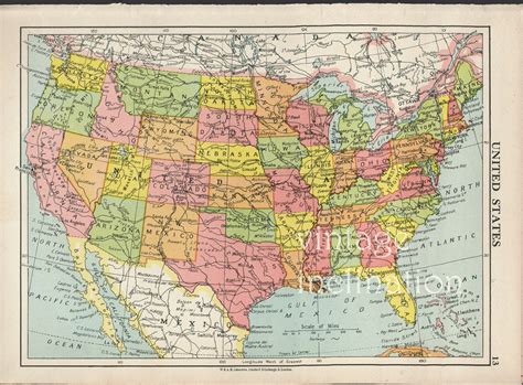 USA map 1950 vintage United States map. map by VintageInclination