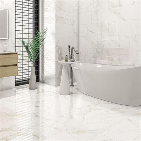 Calacatta Gold Gloss Marble Effect Porcelain Wall & Floor Tile