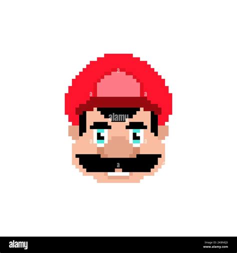 Mustachioed plumber face pixel art. 8 bit Vector illustration Stock Vector Image & Art - Alamy