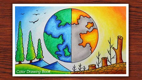 How to draw world environment day poster, Save nature drawing easy