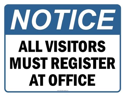 All Visitors Must Register At Office Sign – Free Printable