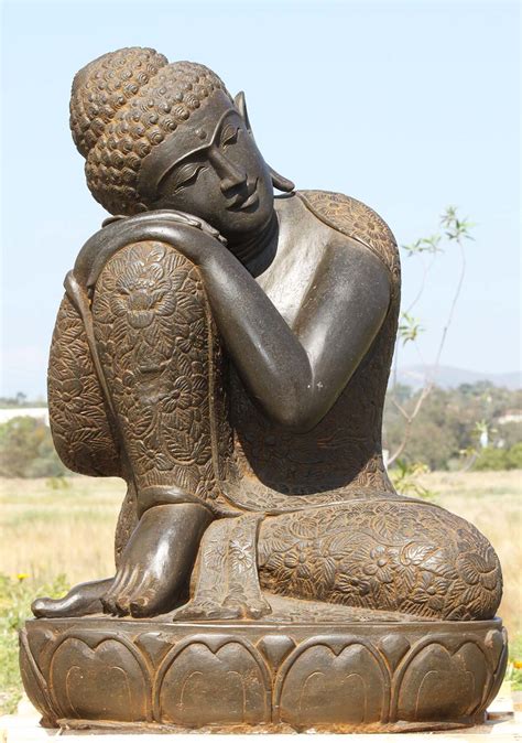 SOLD Stone Resting Garden Buddha Statue 30" (#86ls170): Hindu Gods & Buddha Statues