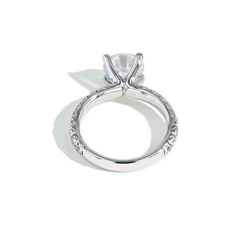 Pave Diamond Engagement Ring Setting, Round Diamond, Platinum