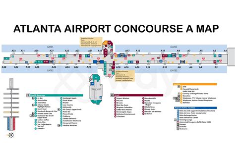 Atlanta Airport Terminal Map - Atlanta Airport Food, Shops Guide