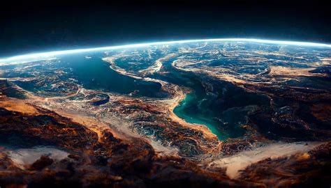 Beautiful view on planet Earth from space at night with city light, fantasy and futuristic ...