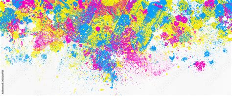 neon color paint splatter on white background, abstract image ilustración de Stock | Adobe Stock