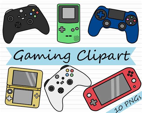 Gaming Clipart Bundle Gamer Clip Art, Video Game PNG, Commercial Use, Game Boy Graphic ...