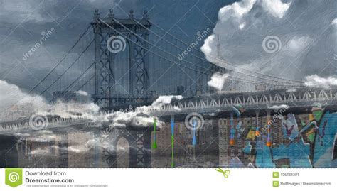 Manhattan bridge stock illustration. Illustration of contemporary - 105464301