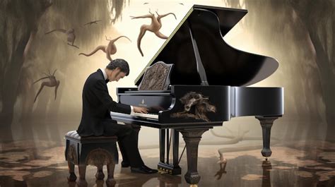 Premium AI Image | A man playing a piano with a dog on the front