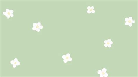 a green background with white flowers on the left and light green on the right side