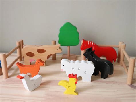 Wooden Farm Animals Play Set - Etsy