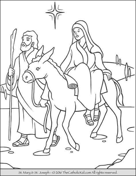 Mary Joseph to Bethlehem Advent Coloring Page - TheCatholicKid.com