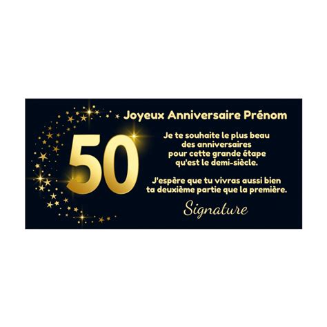 Carte Joyeux Anniversaire 50 Ans Doree gratuit à imprimer (carte 3459)