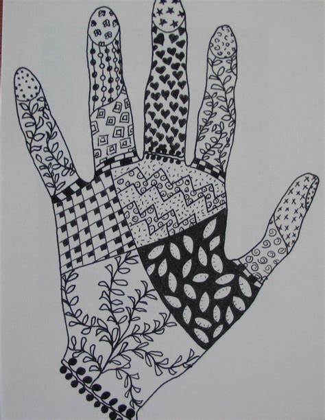 Faffing About: Hands up! | Zentangle patterns, Zentangle drawings, Hand art