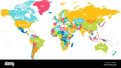 Colorful Hi detailed Vector world map complete with all countries names Stock Vector Image & Art ...