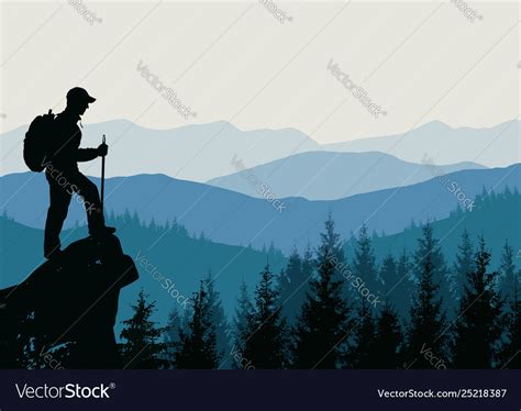 Man on top a mountain Royalty Free Vector Image