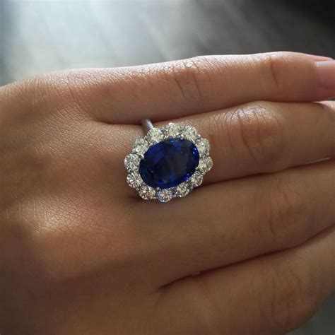 Sapphire Diamond Platinum Engagement Ring at 1stdibs