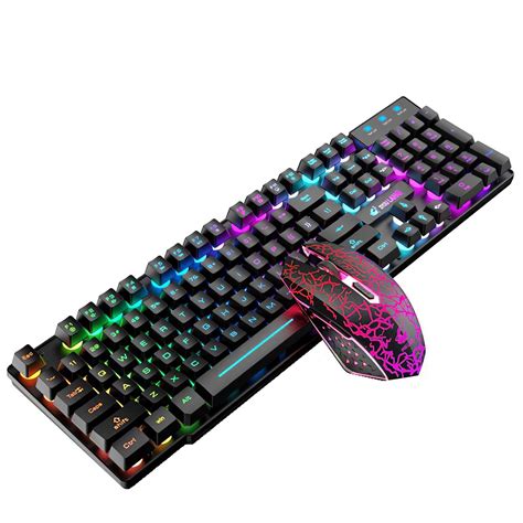 ViiTech USB Wireless Ergonomic Unique Backlit Mechanical Touch Gaming Keyboard Mouse Set ...