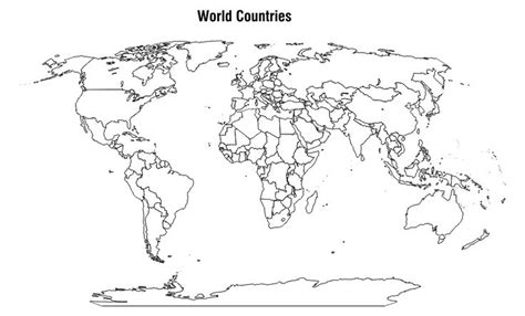 Printable Blank World Map with Countries | Blank world map, World map outline, World map