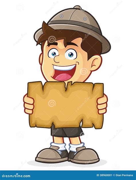 Boy Scout Or Explorer Boy With Magnifying Glass Cartoon Vector | CartoonDealer.com #38960105