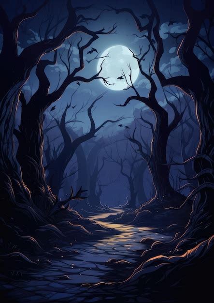 Premium AI Image | halloween background with creepy landscape A spooky scary forest halloween ...