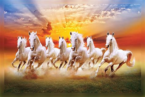 Download Seven Running Horses Painting Hd Print Wall Sticker - Seven Running Horses On Itl.cat