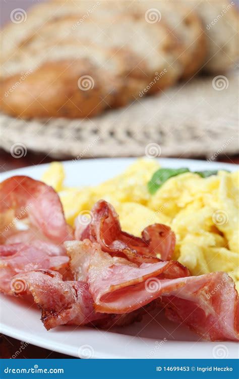 Scrambled eggs and bacon stock image. Image of bacon - 14699453