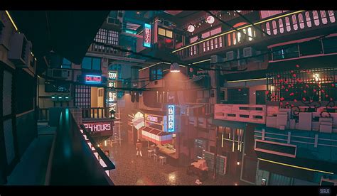 HD wallpaper: Sergey Munin, pixel art, neon lights, digital art, voxels, city lights | Wallpaper ...