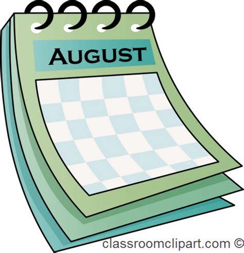 August Calendar Clip Art - Printable Calendar 2023