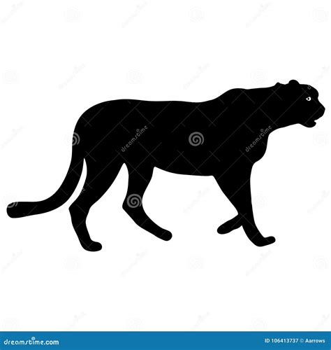 Silhouette Beautiful Jaguar on a White Background Stock Vector - Illustration of jungle, black ...