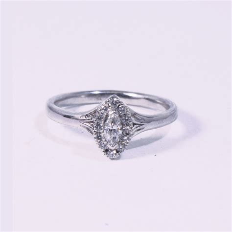 Marquise Cut Diamond Halo Engagement Ring - Handmade by Abana