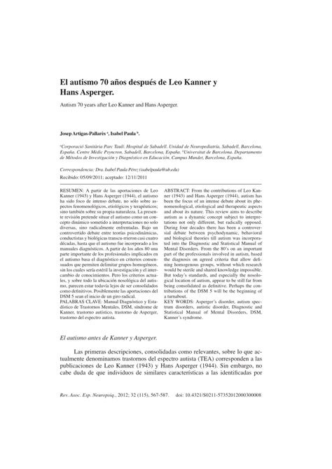 (PDF) El autismo 70 años después de Leo Kanner y Hans Asperger