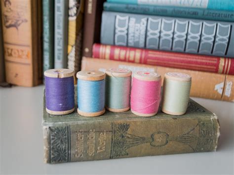 Wooden Thread Spools Assorted Colors Sewing Cotton Rustic Industrial Decor - Etsy