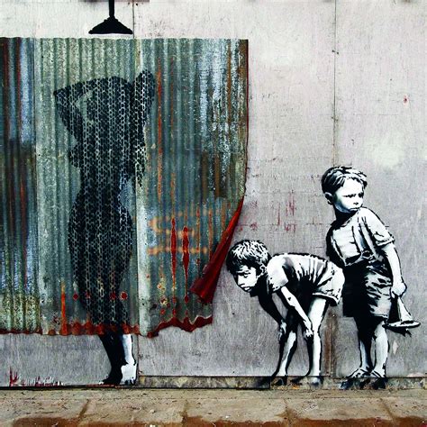 Banksy Boys and Shower Print, Banksy Street Art, Banksy Graffiti Art, Canvas Print, Acrylic ...