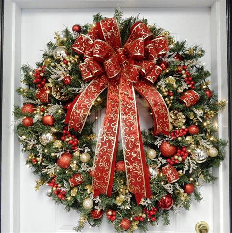 XL 36 Christmas Wreath, Lighted Wreath, Red Wreath, Cordless Wreath, Holiday Wreath, Free ...