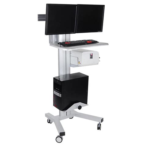 Ergonomic Workstation Rolling Mobile Desktop PC Computer Cart w/ Dual Monitor | eBay