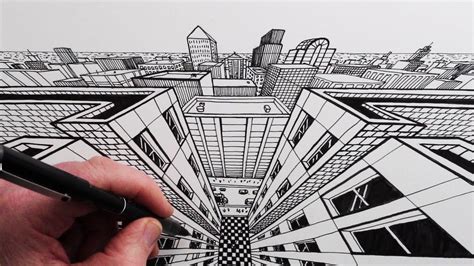 How to Draw a City in 2-Point Perspective: Horizon and Down Easy Hand Drawings, Pencil Drawings ...