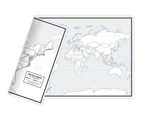 Buy Educational Blank Outline Maps, 2-Sided World & US, 17" x 11", 50-Pack | Great Blank Map ...