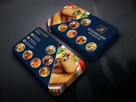 RESTAURANT BUSINESS CARD DESIGN TEMPLATE | Food business card, Food business card design ...