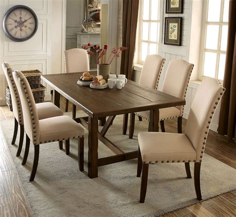 Brentford Rustic Walnut Rectangular Dining Room Set from Furniture of America | Coleman Furniture