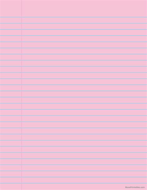 Printable Pink Wide Ruled Notebook Paper for Letter Paper