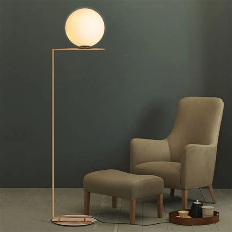 Nordic Creative Design D30cm Glass Ball Gold Iron Standing Floor Lamp Living Room Hotel Sofa ...