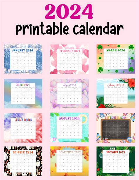 Free Cute 2024 Printable Calendar - Templates Printable Free