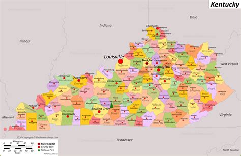 Printable Kentucky Map With Cities