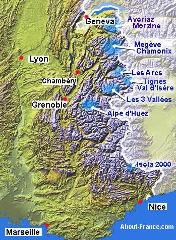 France Ski Resorts Map - Rhea Velvet