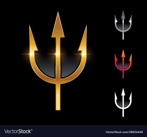 Golden trident sign Royalty Free Vector Image - VectorStock