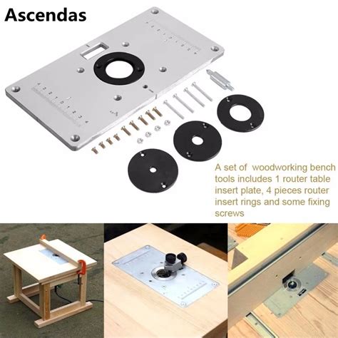 Universal 700C Aluminum Router Table Insert Plate With 4pcs Router Insert Rings For DIY ...