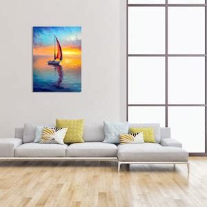 Sailing Painting Red Sails Sunset Colorful Art - Etsy